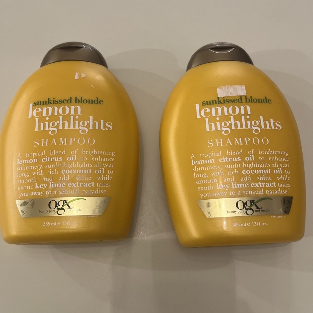 2X OGX‎ Sunkissed Blonde Lemon Highlights Shampoo, 13 fl oz, NEW